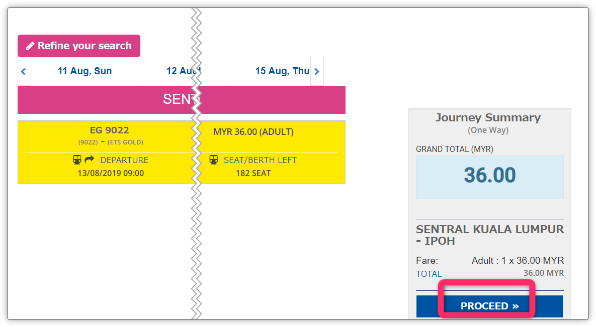 マレー鉄道チケットの買い方