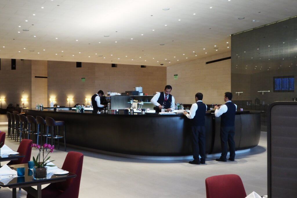 Qatar Airways First Class Lounge water display