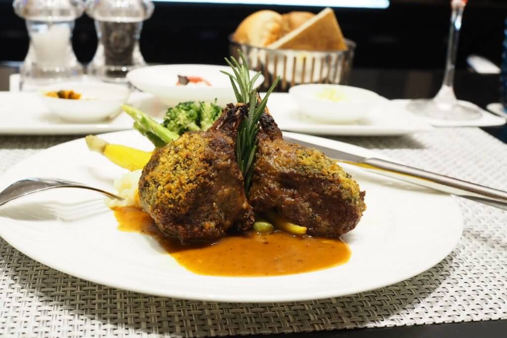 Qatar Airways First Class Lounge dinner